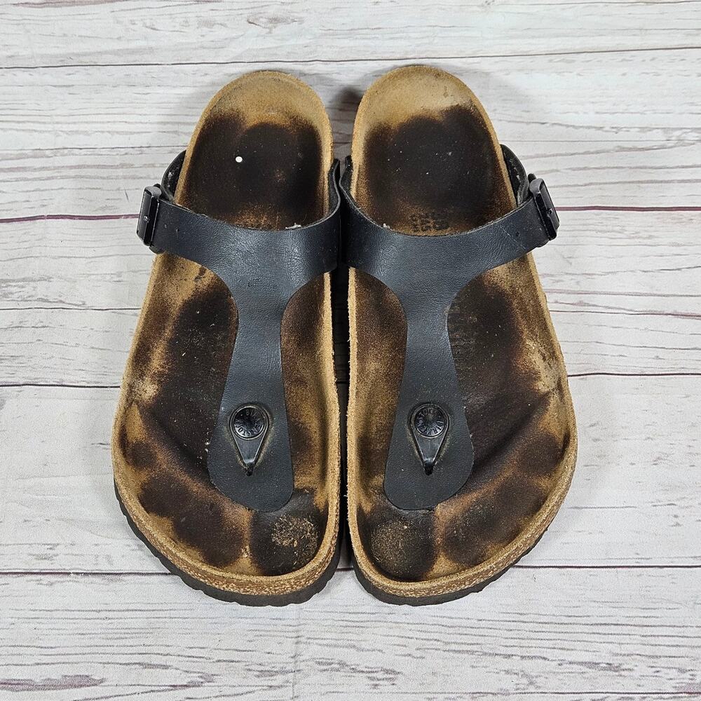 Birkenstock Gizeh Women's Black T-Strap Sandals US 7-7.5 EU 38 Cork Birko-Flor - Picture 2 of 5